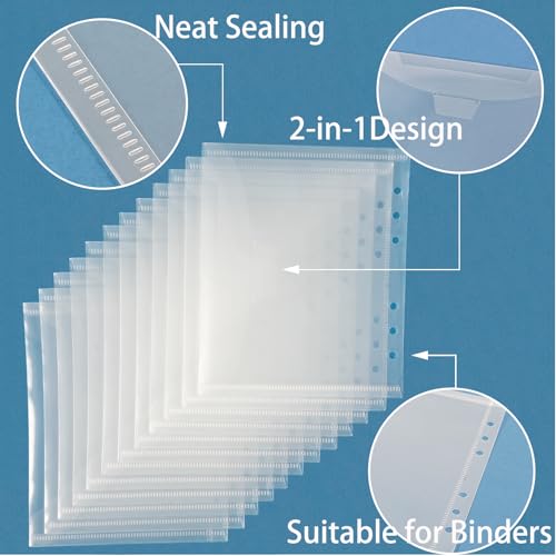 Image of UNIMEIX 12 Pcs 2-in-1 Stamp and Die Storage Refill Pages Reusable Storage Cases Seal Bags Transparent Plastic Folders for Cutting Dies Stencil Embossing Crafts (6.3 inch x 7.6 inch)