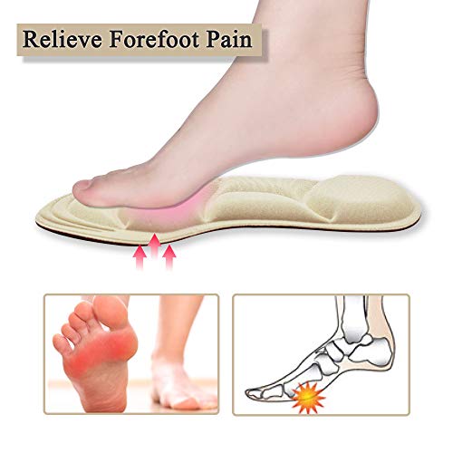 Image of Shoe Insoles Women, Arch Support Insoles Breathable, New Material,5D Sponge Barefoot Comfort Insoles and High Heel Inserts (Beige(Women))