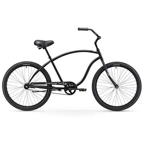 Firmstrong Chief Men's Beach Cruiser Bike, Single Speed Hybrid Bicycle, 26 Inch Wheels, Matte Black Cover