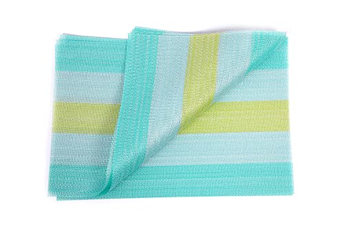 Image of YELONA Placemats Set of 4, Heat-Resistant Woven Vinyl Table Mats, Non-Slip & Washable Dining Tablemats for Kitchen & Dinner Decor, Light Blue (45cm x 30cm)