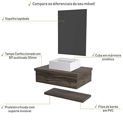 Bancada Metrópole 606w 60cm C/cuba Q32 e Espelheira