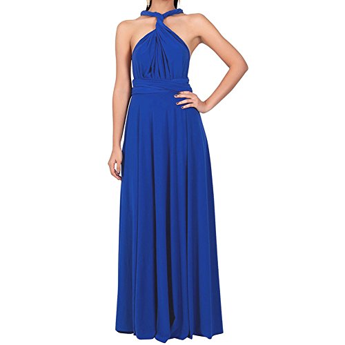 Comeon Noche atractivo ong algodón vestido hasta el suelo vestidos de múltiples vías 1 pieza para Mujeres L Azul Oscuro