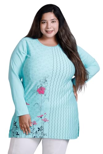 Image of Women Printed Full Sleeve Cotton Tshirt with Side Slits & Pocket | Small - 7XL Size