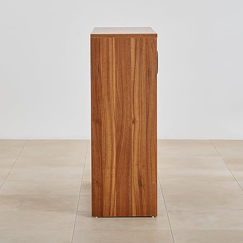 Image of Home Centre | Quadro 3-Door Book Cabinet | Engineered Wood | Brown | 1 Year Warranty