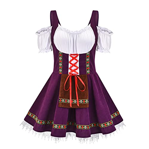 Oktoberfest Maid Dress Mujer German Dirndl Dress Disfraces Fuera del Hombro German Traditional Dress Costume Oktoberfest Carnival Halloween Cosplay Costume Cover