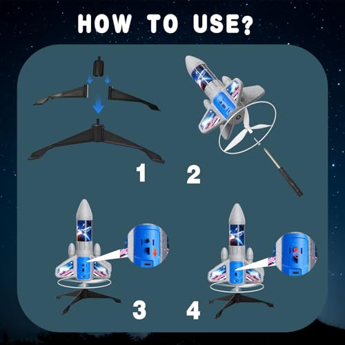 Image of Rocket Launcher for Kids - 200 Ft of Flight Altitude, 2026 New Model Auto Electric Spinner Rocket Toys with Safe Parachute, Easter Birthday Gifts for Boys & Girls Age 6 7 9 10 11 12 8-13 Years Old