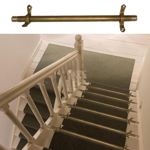 Fijación de alfombras con bastones para escaleras de latón oro de 90 cm 2