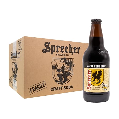 Sprecher Maple Root Beer Soda in 16 oz Glass Bottles (12 Pack), Fire-Brewed Gourmet Craft Soda...