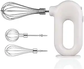 Mixer Multifuncional Portátil sem Fio, 20W, 4 Velocidades Ajustáveis, Recarregável USB Tipo C, 2 Batedores, Branco e Rosa, Bivolt