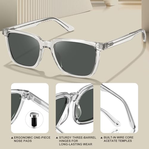 Image of CARFIA Retro Acetate Polarized Sunglasses for Men UV400 Protection Driving Outdoor Anti-Glare Sun Glasses CA5354WS