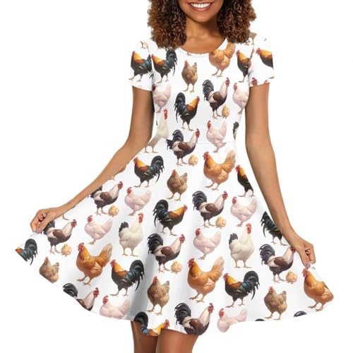Image of Biyejit Women's Summer Casual Short Sleeve T-Shirt Swing Dress Crew Neck Plus Size S-4XL