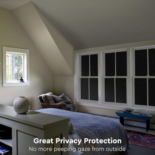 Image of WOO Home Frosted Glass Window Film & Stickers (12 X 60 INCH) Privacy Window Cover for Home & Office - Easy Apply, UV Protection, Removable Decorative Film (Black Film | 1 X 5 SQFT)