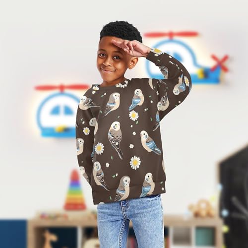 JUNZAN Cute Budgerigar Brown Little Girls Sweatshirt Hoodie Fleece Hoodie for Boys Party 4T4