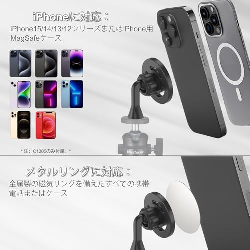 MINIFOCUS 1/4"-20ネジ穴付き磁気三脚電話マウントアダプター の商品画像 1