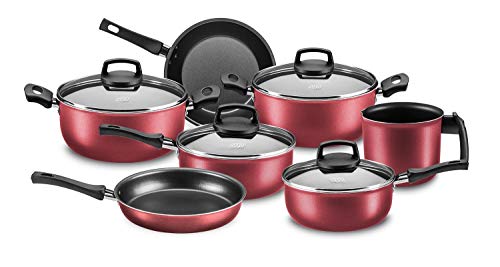 Conjunto de Panelas Madri Supra 7 Peças com Tampa de Vidro - Cereja