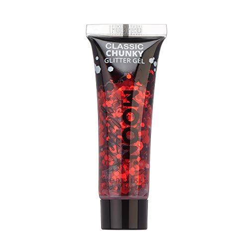Gel brillant épais classique par Moon Glitter - 12ml - Rouge - Pailleté pour visage.