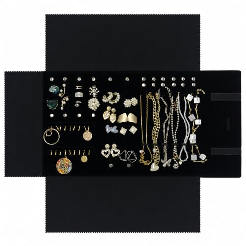 Image of UnionPlus Travel Jewelry Roll Organizer, Black
