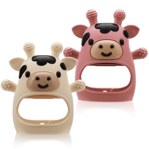 Image of 2 Pack Baby Teething Toys for 3-6 6-12 Months, Food Grade Silicone Infant Teether Mitten, Baby Essentials Teething Relief, Newborn Essentials Chew Toys for Sucking Needs