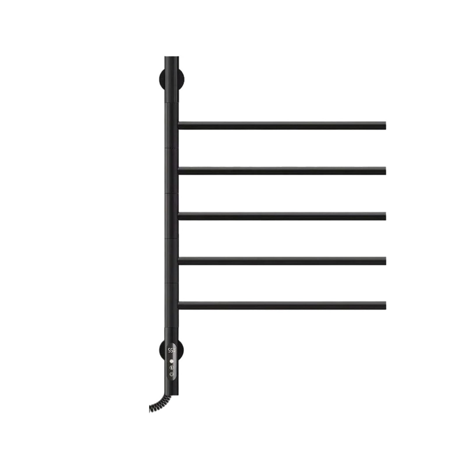 Portasciugamani riscaldato elettrico a parete Scaldasalviette girevole a 5 barre con timer da bagno a risparmio energetico(Black,US_220V)