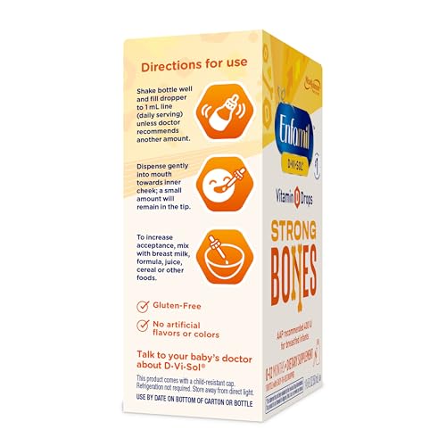 Enfamil Baby Vitamin D-Vi-Sol Liquid Supplement Drops for Infants, Supporting Strong Teeth & Bones in Newborn Babies, Easy-to-Use, Gluten-Free, 50 Day Supply, Dropper Bottle - image 7