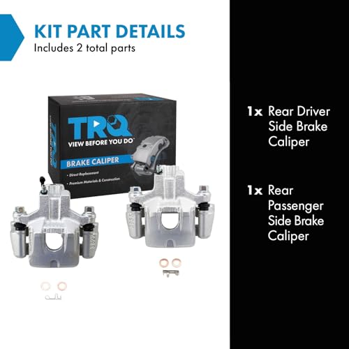 Image of TRQ Rear Driver and Passenger Side Brake Caliper Set Caliper Brackets Hardware Compatible with 00-05 Toyota Avalon