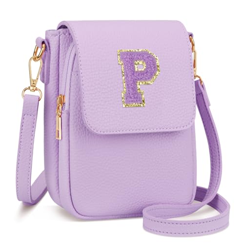 Image of Gift for Girls Small Initial Crossbody Bag for Teens Vegan Leather Cell Phone Kids Purse