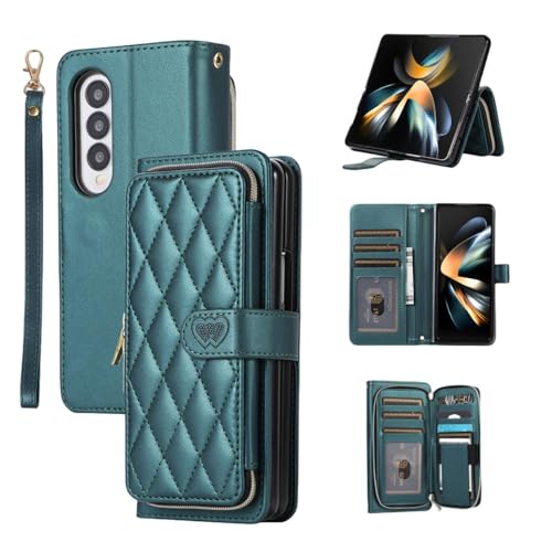 Étui portefeuille Samsung Z Fold 5 de grande capacité avec porte-cartes zippé