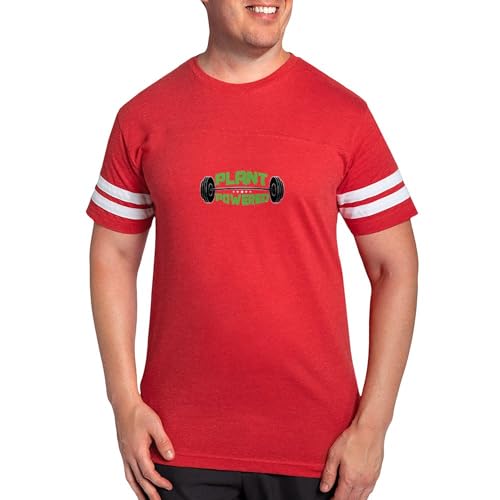 CafePress Plant Powered Veganism Weightlifter Vegans T Shirt Men's Football T-Shirt