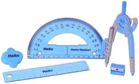 1 x Blue Helix Super School Kit Maths Set, Ruler, Protractor, Compass - Image 3