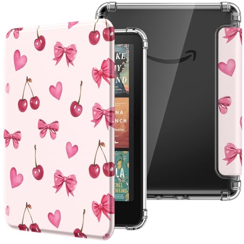 MoKo Funda para Nuevo 7' E-Reader, Cubierta Ultra Delgada Estuche Carcasa TPU Transparente Trasera Auto Activación/Reposo, No Apto BOOX & Kobo, Cereza y Arco