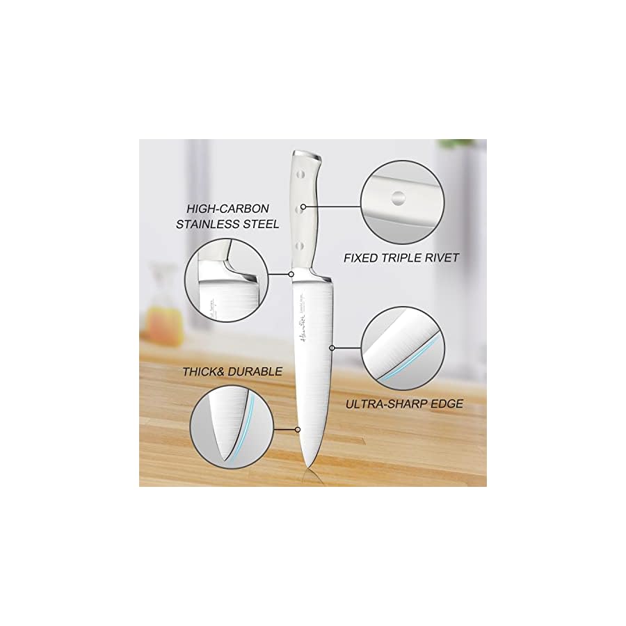 Kitchen Knives Set, Harriet 14-Piece Knife Block Set with Multifunctional Kitchen Shear and Sharpening Steel, High-Carbon Stainless Steel Chef Knife Set, Classic Forged Triple Rivet