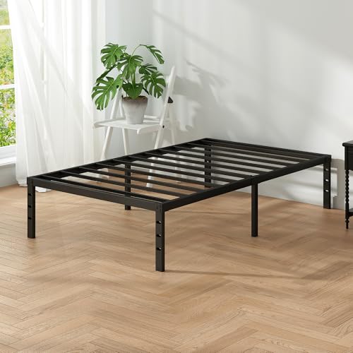 Image of Metal Platform Bed Frame Twin Size, 18 Inch Height with Heavy Duty Steel Support, No Box Spring Needed, Easy Assembly and Underbed Storage,Black