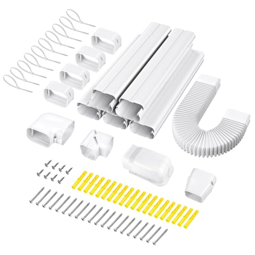 Mini Split Line Set Cover: 4″ W 10 Ft Decorative PVC LineSet Cover for Mini Split Air Conditioner, HVAC, Central AC & Heat Pump Systems, Perfect for Outside Use