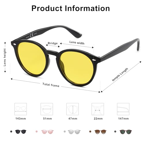 Image of SOJOS Retro Round Polarized Sunglasses for Women Men Classic Vintage Sunnies SJ2069