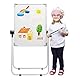DOEWORKS Kinder Staffelei Magnetische Whiteboard U-Ständer, Doppelseitiges Whiteboard & Kreidetafel Schreibbrett mit Zubehör, Kinder Tafel Höhenverstellbar & 360°Rotation, Weiß