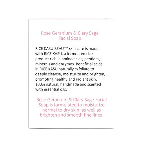 image for Rice Kasu Beauty Handmade Facial Soap, Rose Geranium & Clary Sage, 3 O