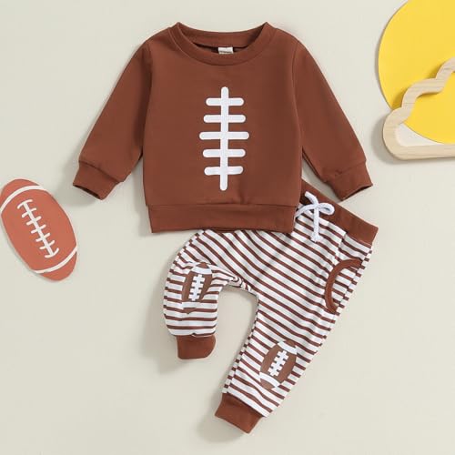 Baby Boy Fall Clothes Set Long Sleeve Football Print Sweatshirt Pants Toddler Infant Outfits 6 12 18 24 Months 2T2