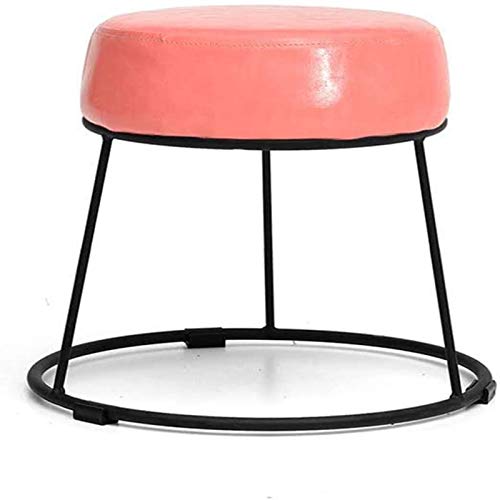 Taburete otomano de cuero de hierro forjado, reposapiés vintage para sala de estar, tocador, maquillaje, cambiador, taburete para dormitorio y entrada