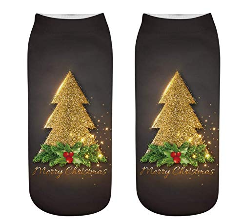 Inf-way 3D Print Christmas Casual Socks, Unisex Ankle Socks for Women Girl Gift (Christmas 10 Pairs)3