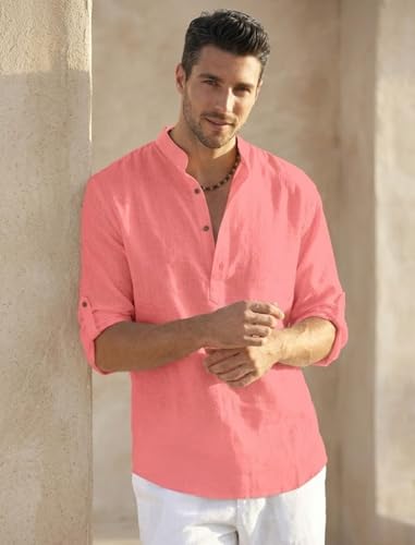 Image of Men's Kurta || Chinese Collar Long Sleeves || Straight Hip Length Kurtas || Short Kurta for Men || for Festival || Function || Occasion Wear Fancy Kurta for || Best Gifts for Men