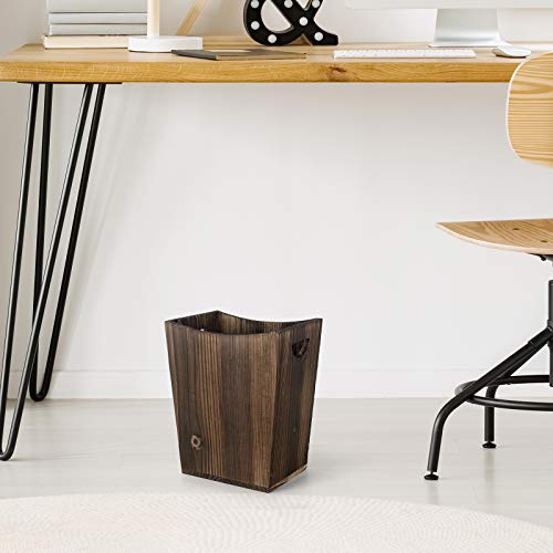 Vrisa 758277127561 Wood Trash Can Small Wastebasket thumb #4
