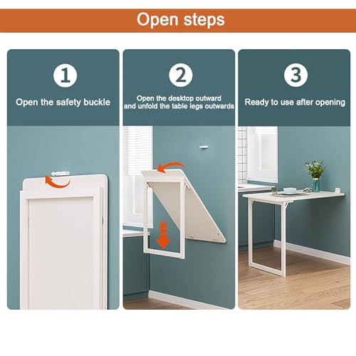 Manque d'espace ? Table pliante murale en bois avec pieds de support pour studio