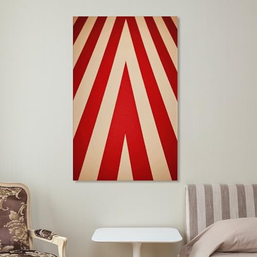 Impression sur toile à rayures rouges et blanches pour déco murale de bureau