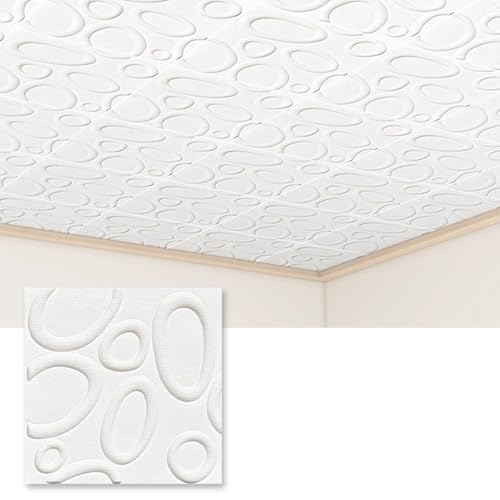 Paneles autoadhesivos de PVC con Textura 3D para techos, Ideales para Salas de Estar y dormitorios (50 Unidades, Tipo B).