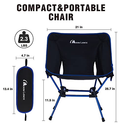 Moon Lence Portable Chair Outdoor Camping Chair Compact Backpacking Folding Chairs With Side Pockets Packable Lightweight Heavy Duty For Hiking&Beach, Blue, High #TOP2