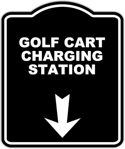 GOLF CART CHARGING STATION Black Sign Arrow Down Aluminum Composite