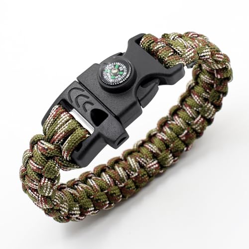 8-Pack 3in1 Notfall Überleben Armband mit Pfeife und Kompass, Überleben Kit, Wild Camping Ausrüstung Kit, Wildness Notfall Überleben Kit für Camping, Outdoor Reisen, Wandern, Notfall Überleben oder zu