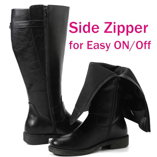 Luoika Women's Extra Wide Calf Knee High Boots, Wide Width Low Heel Side Zipper Plus Size Knee-High Boots.3