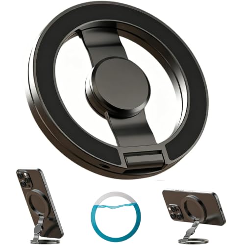 Image of MagSafe Phone Ring Holder & Spinner VANAMALI Dual Side Magnetic Kickstand & Finger Grip - Strong Magnet Stand Compatible for iPhone, Samsung & All Smartphones, Gym pod