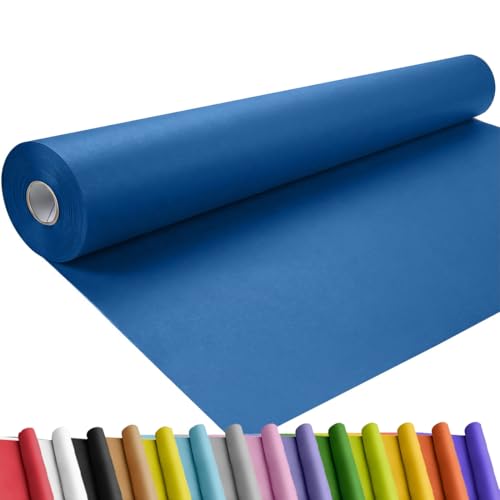 Image of SMART&CASUAL 24 inch x 1,500 inch (125') Blue Kraft Craft Paper Roll for Gift Wrapping Bulletin Board Bouquet Flower Art Packing Parcel Table Covering 80GSM 55LB (Blue, 24 inch x 125')
